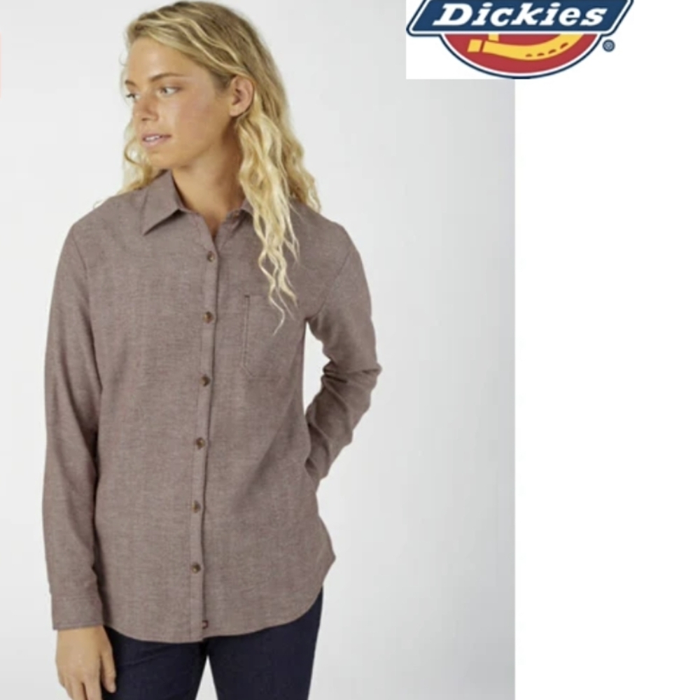 DICKIES Women's Workwear Dusty Rose Herringbone Flannel Shirt - Size M - Unworn